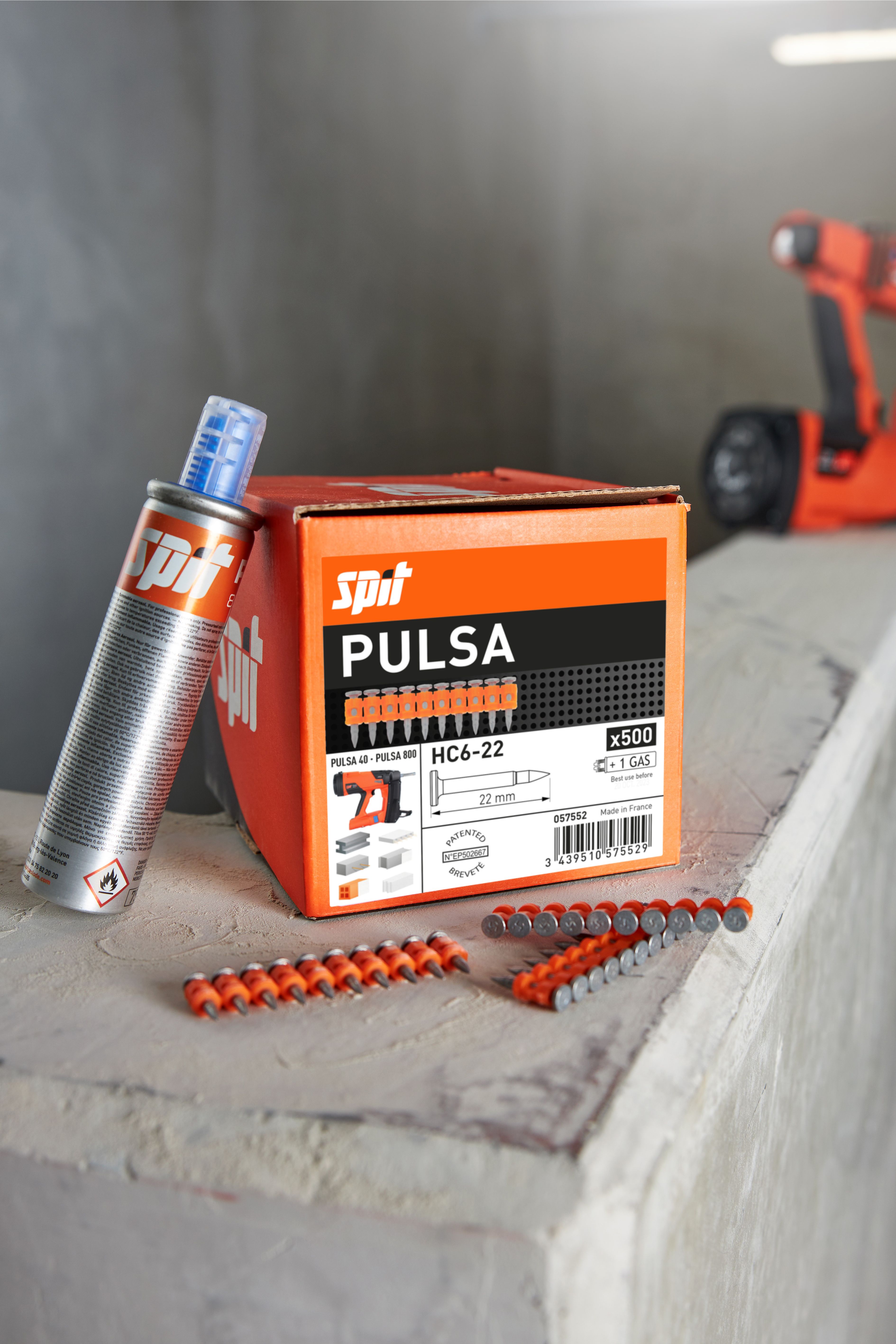 Spezialnagel Pulsa inkl. Gaskartusche L27mm, f. Beton u. Spannbeton (VE500)