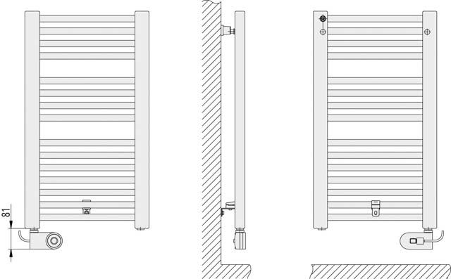 Kermi Bad-Heizkörper Basic-E 804 x 599 mm, weiß, gerade, Elektro-Set FKS rechts