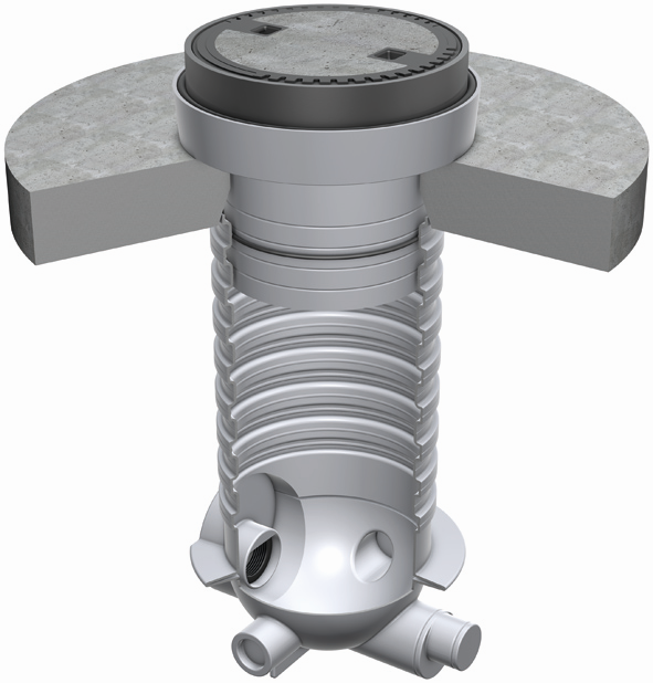 ACO Probeentnahmeschacht Lipumax P Gefällesprung 33 mm, DN 100, Belastungsklasse D400, Lastverteilerplatte