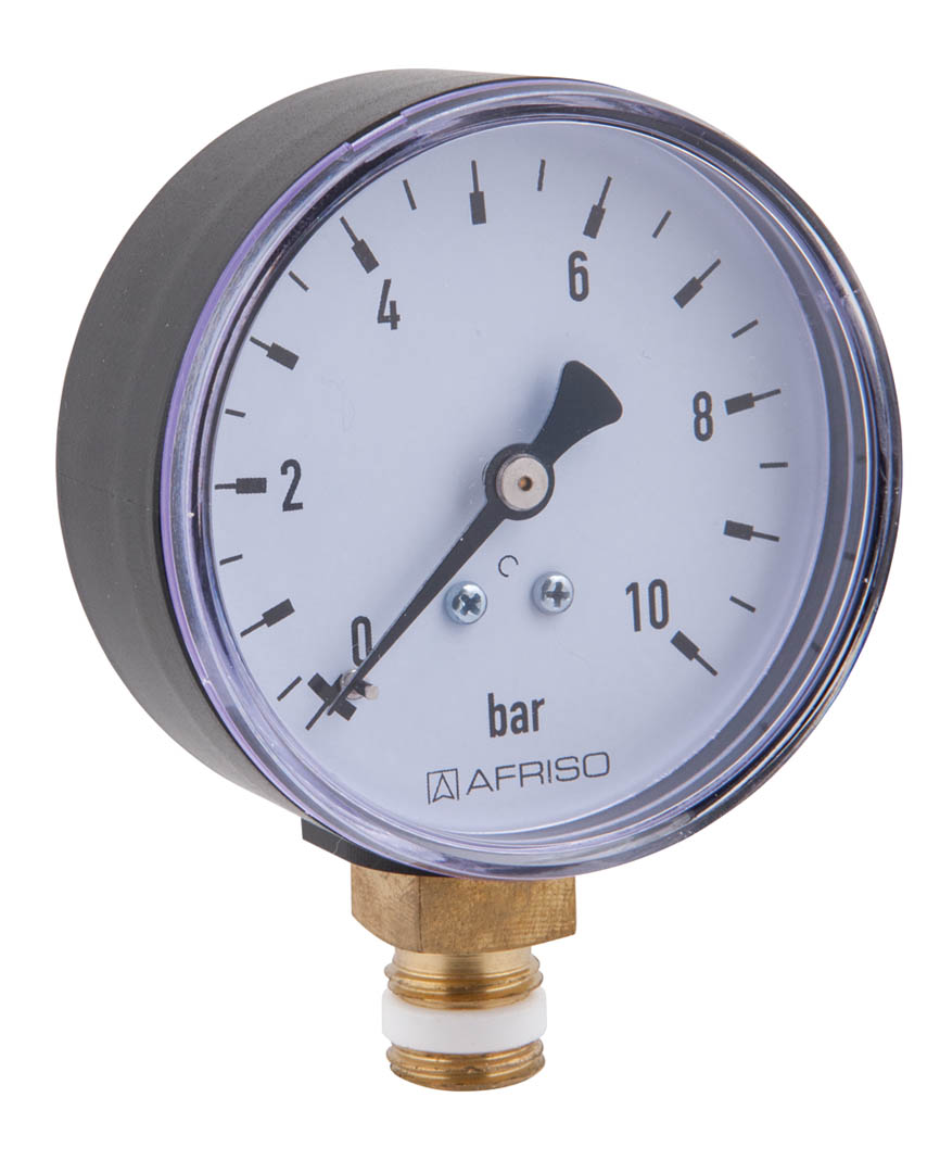 Afriso Rohrfedermanometer RF 63 radial 0/10 bar, G 1/4 B, Gehäuse-d&#x3D; 63mm