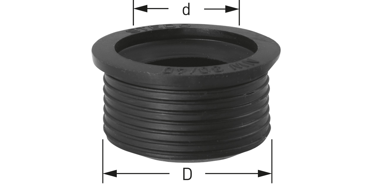 STEDO HT-Nippel 1 1/4", DN 40/50, Ø 54 mm, Rohr 28-37 mm