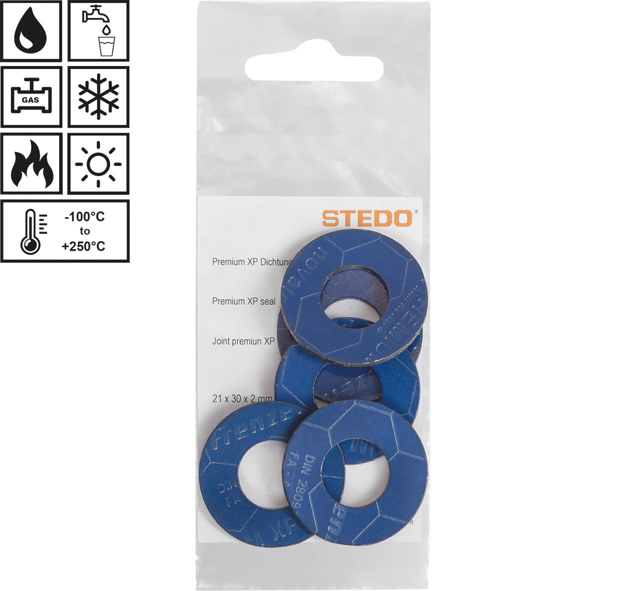 STEDO Premium XP Dichtung 3/8" 19 x 27 x 2 mm, für Rohrverschraubung, blau