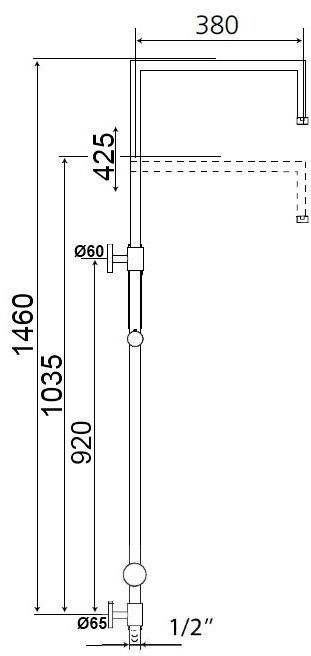 AQVAZONE Standbrause AQVA SHOWER chrom, Brausebogen 90Gradx90Grad, Umsteller