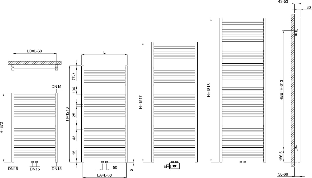 Bemm Badheizkörper Mido Q 1517 x 530 mm, samtweiß