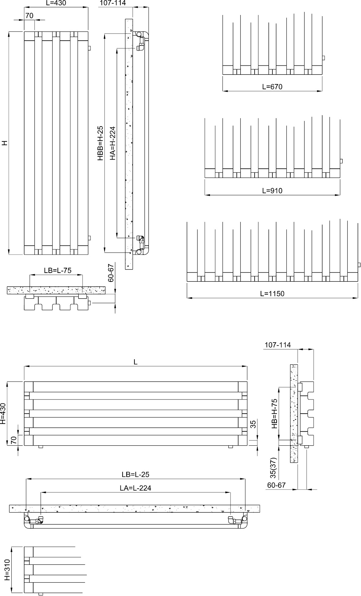Bemm Designer-Heizkörper Step V 1800 x 670 mm, weiß