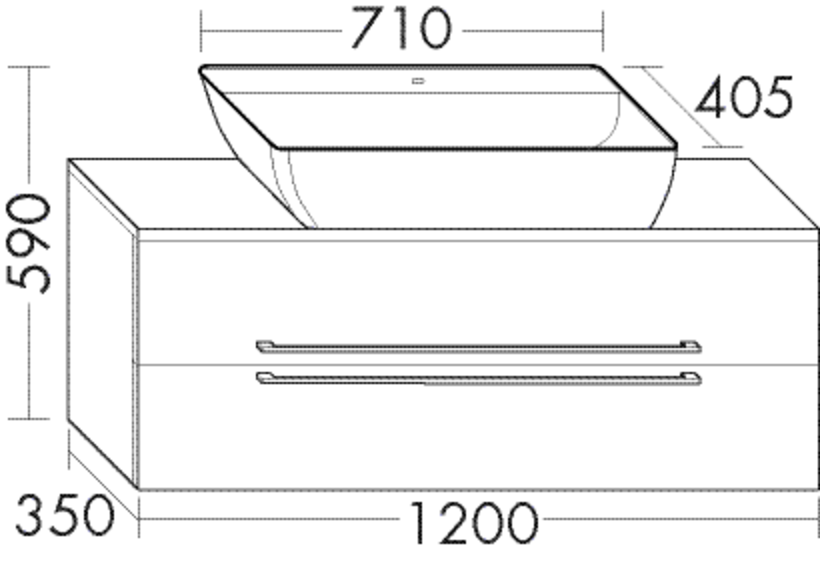 Burgbad Mineralguss Aufsatz-Waschtisch-Unterschrank-Set Bel 120x59x40,5cm, 1 Schublade/Auszug, Thermo