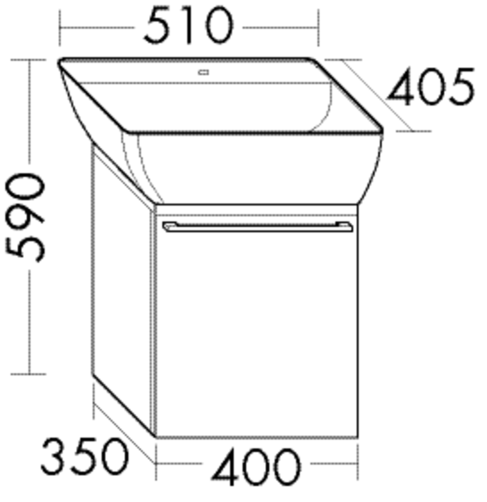 Burgbad Mineralguss Waschtisch-Unterschrank-Set Bel 51x59x40,5cm, Lackiert Hochglanz