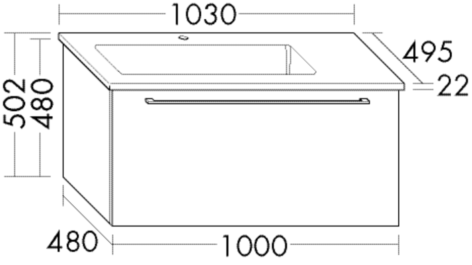 Burgbad Keramik Waschtisch-Unterschrank-Set Bel 103x50,2x49,5cm, 1 Auszug, Thermo