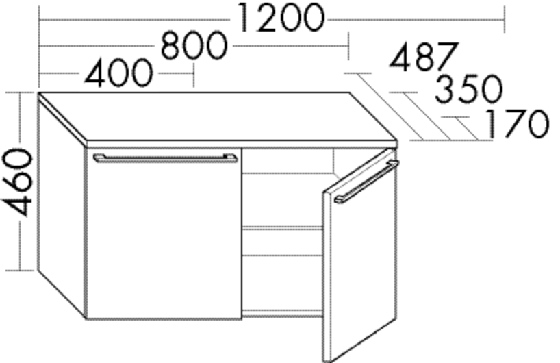 Burgbad Unterschrank Bel 80 x 46 x 17 cm, Lackiert Matt, 2 Türen