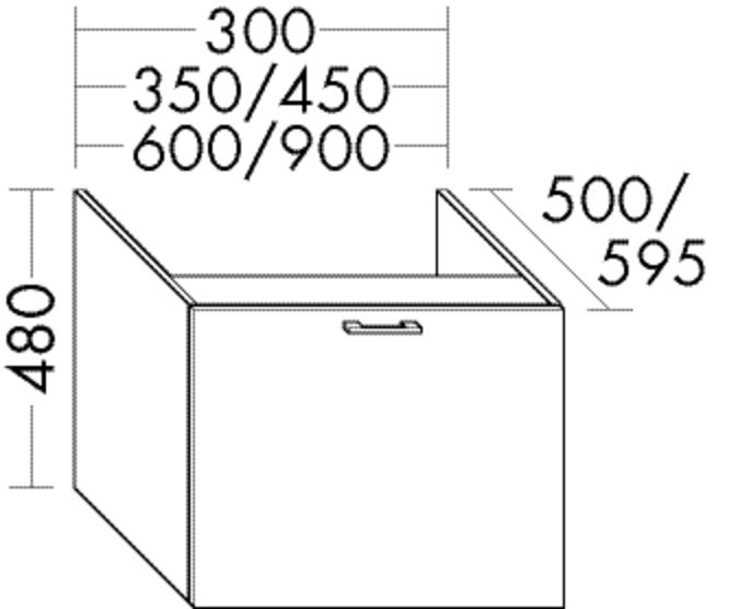 Burgbad Waschtischunterschrank sys30 90 x 48 x 59 cm, Echo, 1 Auszug