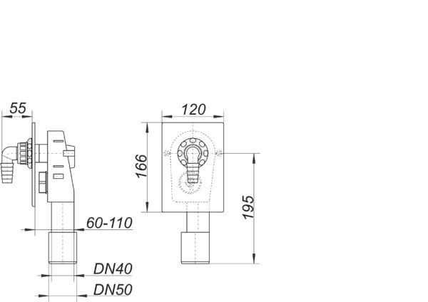 Dallmer Wandeinbau-Waschgeräte-Siphon HL HL 400, DN 40/50