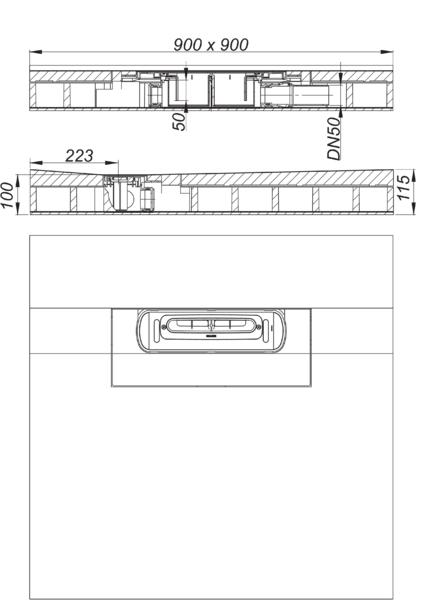 Dallmer Schallschutz-Duschelement DallFlex Floor DN 50, 900 x 900 mm