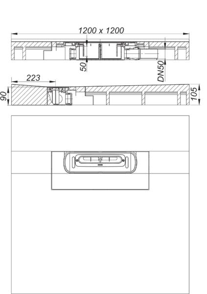 Dallmer Duschelement DallFlex Floor DN 50, 1200 x 1200 mm