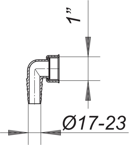 Dallmer Winkelschlauchtülle 1&quot; grau, zu HL 400, 405, 406