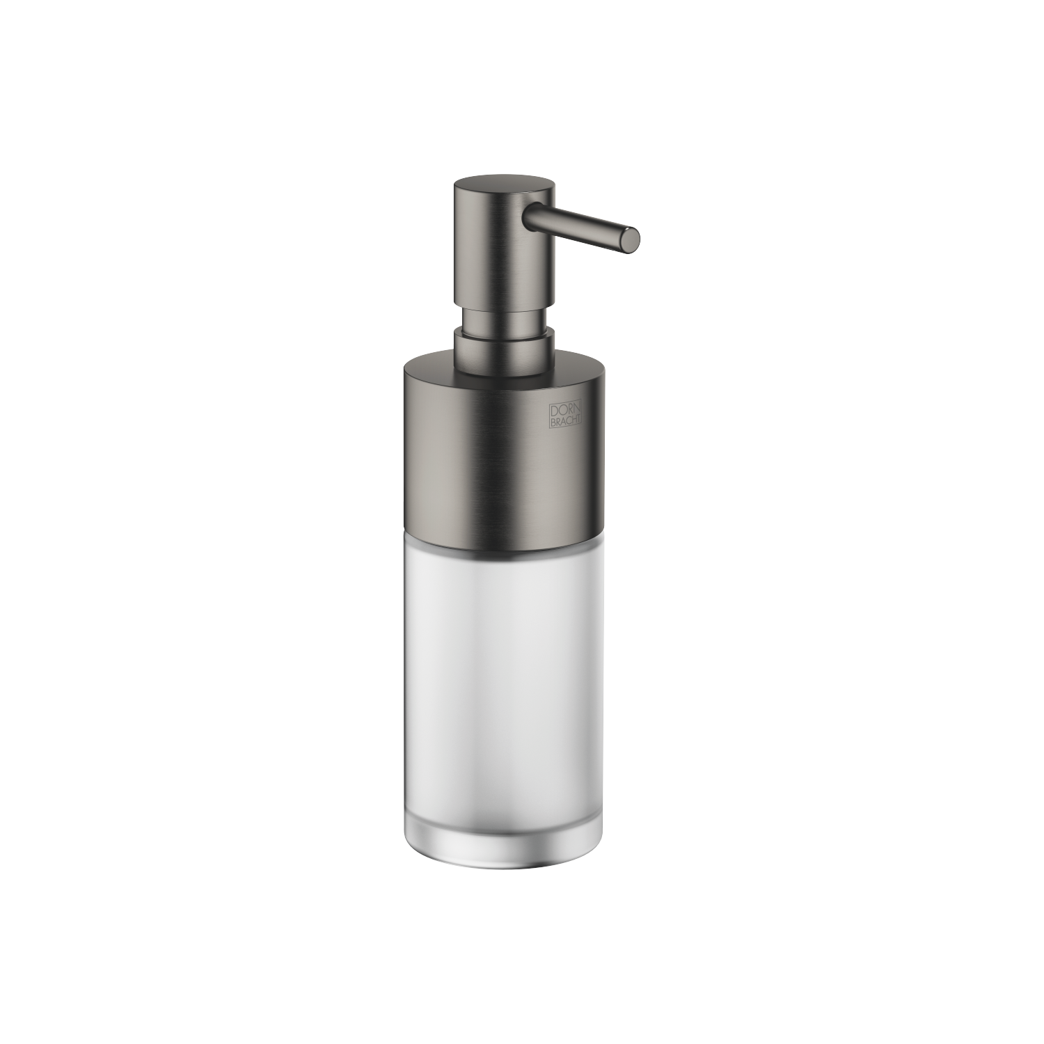 Dornbracht Spender Standmodell, Flasche aus Kristallglas, matt, Dark Platinum gebürstet