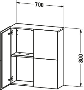 Duravit Halbhochschrank L-Cube 70x24,3x80cm, 2 Türen, eiche natur