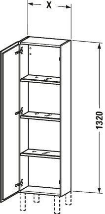 Duravit Halbhochschrank L-Cube 50x24,3x132cm, Tür rechts, eiche terra