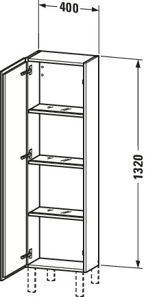 Duravit Halbhochschrank L-Cube 40x24,3x132cm, Tür links, eiche terra