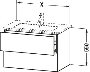 Duravit Waschtisch-Unterschrank L-Cube 82 x 48,1 cm, eiche natur, 2 Schubkästen, wandhängend