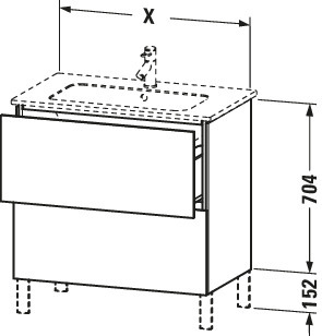 Duravit Waschtisch-Unterschrank L-Cube 102 x 48,1 cm, eiche natur, 2 Auszüge, stehend
