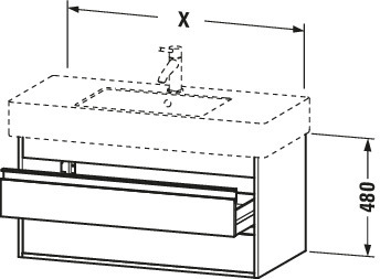 Duravit Waschtisch-Unterschrank Ketho 100 x 45,5 cm, Eiche natur, 2 Schubkästen, wandhängend