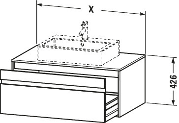 Duravit Waschtisch-Unterschrank Ketho 120 x 55 cm, Eiche terra, für Aufsatzbecken mittig, 1 Auszug, wandhängend