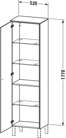 Duravit Hochschrank Brioso 52x36x177cm, Tür rechts, Betongrau matt