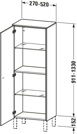 Duravit Halbhochschrank Brioso Individual, Tür rechts, chrom/Eiche terra