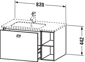 Duravit Waschtisch-Unterschrank Brioso 82x47,9x44,2cm, 1 Auszug, Becken links, chrom/weiß matt