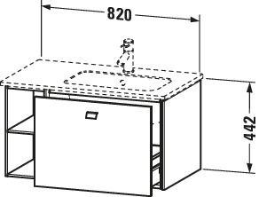 Duravit Waschtisch-Unterschrank Brioso 82x47,9x44,2cm, 1 Auszug, Becken rechts, chrom/Betongrau matt