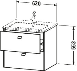 Duravit Waschtisch-Unterschrank Brioso 62 x 47,9 cm, chrom/Leinen, 2 Schubkästen, wandhängend