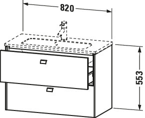 Duravit Waschtisch-Unterschrank Brioso Compact 82 x 38,9 cm, chrom/Leinen, 2 Schubkästen, wandhängend