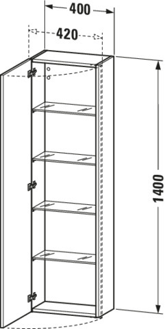Duravit Hochschrank DuraStyle 40x24x140cm, Tür links, Eiche schwarz