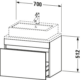 Duravit Waschtisch-Unterschrank Compact DuraStyle 70 x 47,8 cm, Eiche terra, für Konsole, 1 Auszug