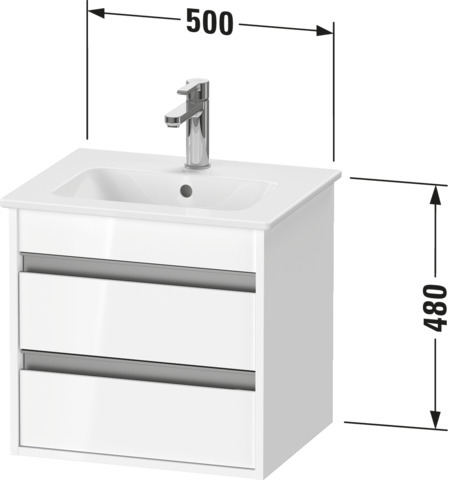 Duravit Waschtisch-Unterschrank Ketho Compact 50x41,2x48cm, 2 Schubkästen, wandhängend, weiß hochglanz