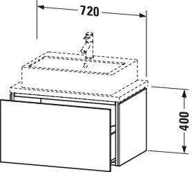 Duravit Waschtisch-Unterschrank Compact L-Cube 72 x 47,7 cm, eiche schwarz, für Konsole, 1 Auszug