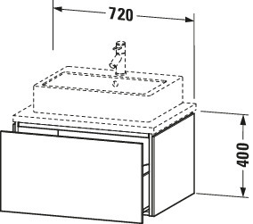 Duravit Waschtisch-Unterschrank L-Cube 72 x 54,7 cm, flannel grey Hochglanz, für Konsole, 1 Auszug