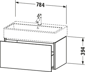 Duravit Waschtisch-Unterschrank L-Cube 78,4x 45,9 cm, graphit matt, 1 Auszug, wandhängend