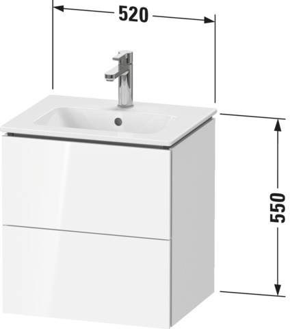 Duravit Waschtisch-Unterschrank Compact L-Cube 52x42,1x55cm, 2 Schubkästen, wandhängend, amerikanischer nussbaum
