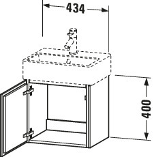 Duravit Waschtisch-Unterschrank L-Cube 43,4x34,1x40cm, wandhängend, Tür links, eiche dunkel gebürstet