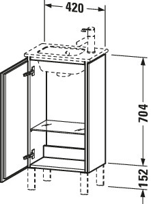 Duravit Waschtisch-Unterschrank L-Cube 42x29,4x70,4cm, stehend, Tür rechts, dolomiti grey Hochglanz