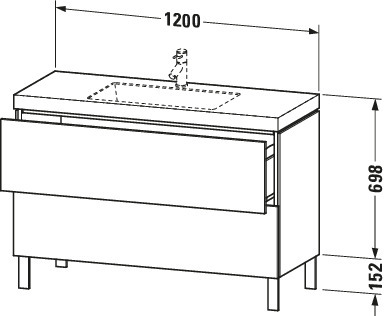 Duravit Waschtisch-Unterschrank c-bonded L-Cube 120 x 48 cm, ohne Hahnloch, weiß Hochglanz, 2 Auszüge, stehend