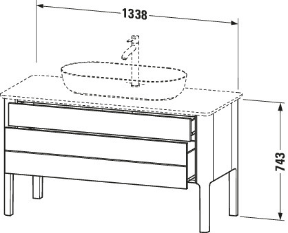 Duravit Waschtisch-Unterschrank Luv 133,8x57x74,3cm, 1 Schubkasten, 1 Auszug, stehend, Nachtblau Seidenmatt