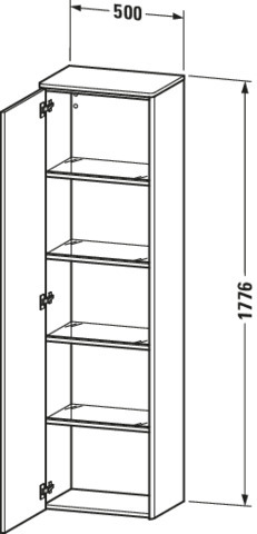 Duravit Hochschrank XSquare 50x35,6x177,6cm, Tür links, Eiche schwarz