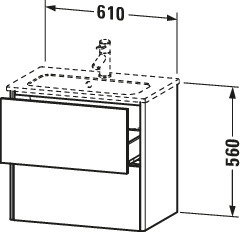 Duravit Waschtisch-Unterschrank Compact XSquare 61 x 38,8 cm, Eiche schwarz, 2 Schubkästen, wandhängend