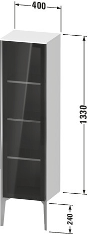 Duravit Halbhochschrank XViu 40x36x133cm, schwarz matt, Glastür links, Eiche schwarz