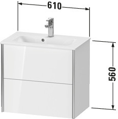 Duravit Waschtisch-Unterschrank XViu Compact 61 x 39 x 56 cm, Eiche natur, 2 Schubkästen, wandhängend, champagner matt