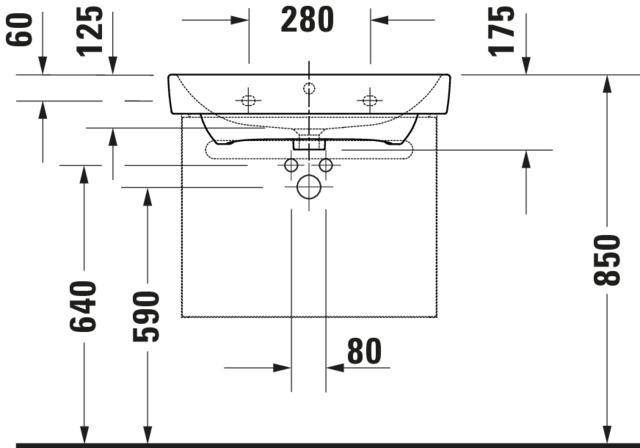 Duravit Waschtisch-Unterschrank No. 1 59 x 42,6 x 47,8 cm, Graphit Matt, 1, Schubkasten, 1 Auszug, wandhängend