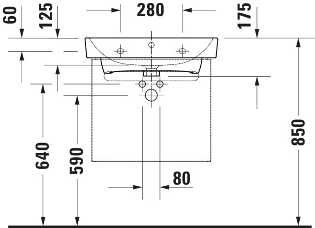 Duravit Waschtisch-Unterschrank No. 1 54 x 42,6 x 47,8 cm, Weiß Matt, 1, Schubkasten, 1 Auszug, wandhängend