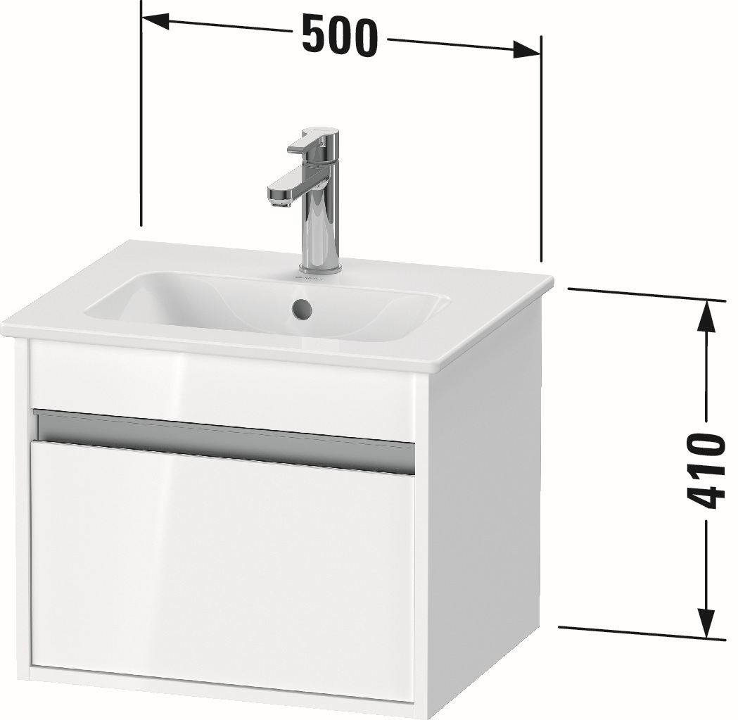 Duravit Waschtisch-Unterschrank Ketho Compact 50x41,2x41cm, 1 Auszug, wandhängend, Eiche schwarz